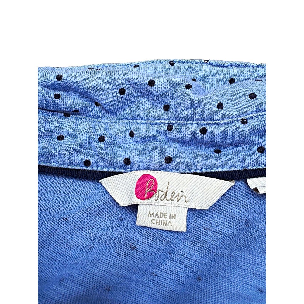 Boden Blue Black Polka Dot Knit Long Sleeve Pullover Top Petites 2P